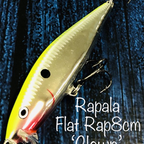 Wobbler Rapala Flat Rap 8cm/7g - Coloris Clown (appât Plat) - Neuf